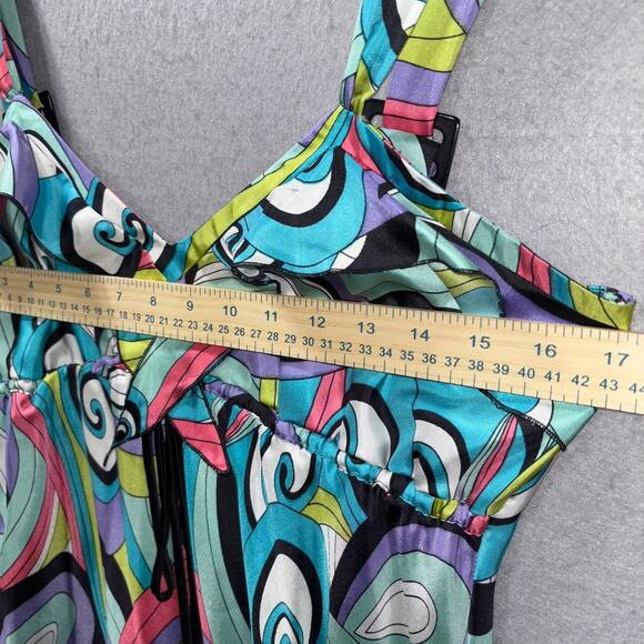 Vintage Silk 90s Y2K Willi Smith Baby Doll Summer Tank Top Large Artsy Bold Boho - Picture 5 of 5